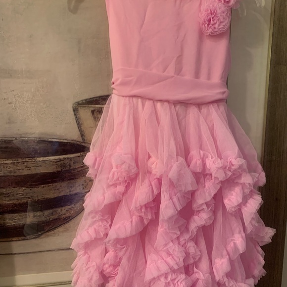 Pink Ruffled Kids Formal Dress - Picture 6 of 7